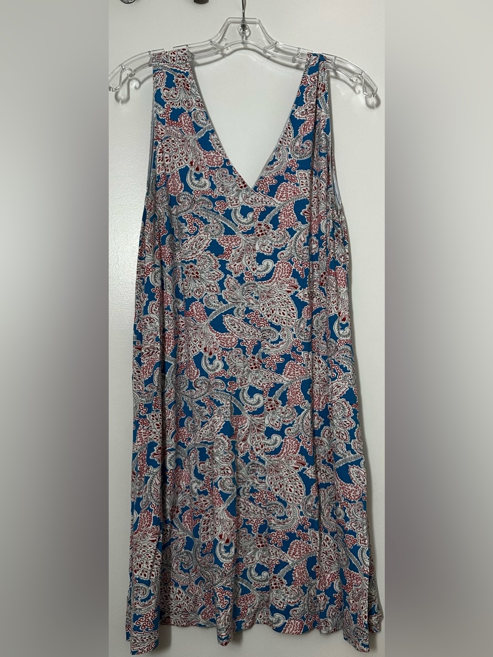 LOFT Blue, White and Red Paisley Wrap Dress